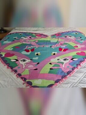 Rare Irregular Choice Large Pink, Blue Heart-Shaped Fawns Beach Towel